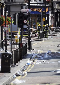 LONDON - AUGUST 09: Clapham Junction area is sacked after the third night of riots, on August 09, 2011 in London. Riots start spreading in London after Mark Duggan was shot dead by the police.