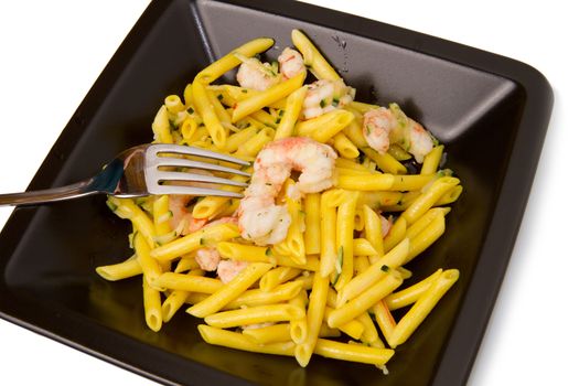 italian pasta with saffron and shrimp 