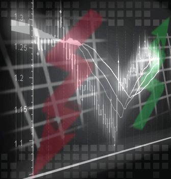 illustration of the stock market chart and arrows