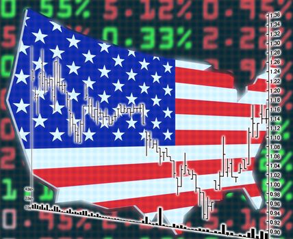 illustration of the usa stock market exchange chart