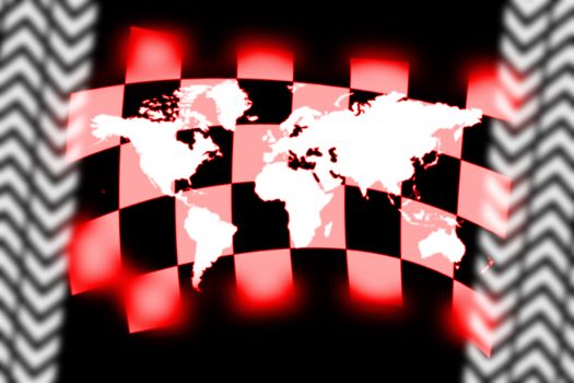 illustration of worlds map and checkered flag