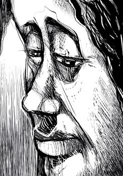 drawing Illustration of old woman face