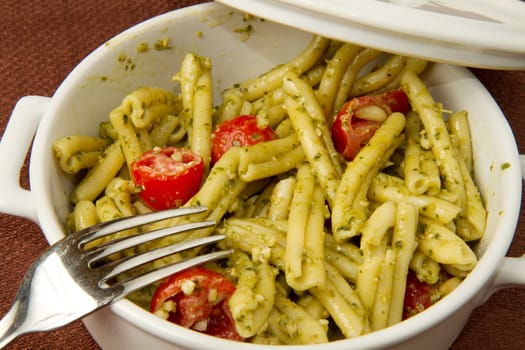 italian pasta with pesto sauce