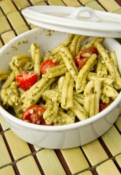 italian pasta with pesto sauce