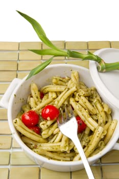 italian pasta with pesto sauce