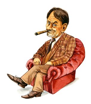 illustration of rich businessman in armchair