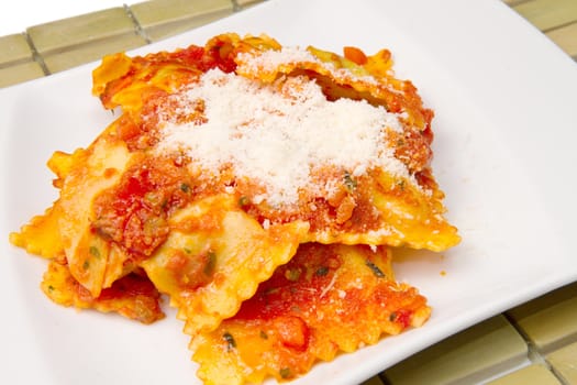 italian ravioli with red tomaotes sauce