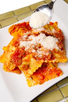 italian ravioli with red tomaotes sauce