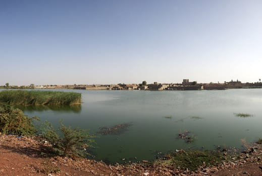 Panorama of the pond of Mopti in Mali