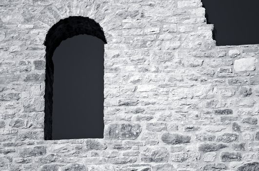 Window on a old stone wall