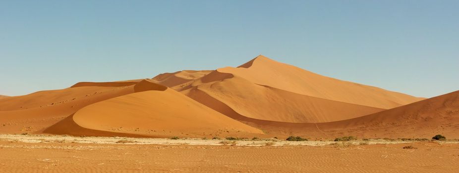 Incredible huge dunes of sand located in Sossusvlei in Namibia within the Namid desert