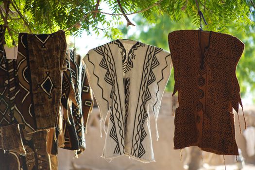 African clothes or handicraft sold in the Dogons Land in Mali