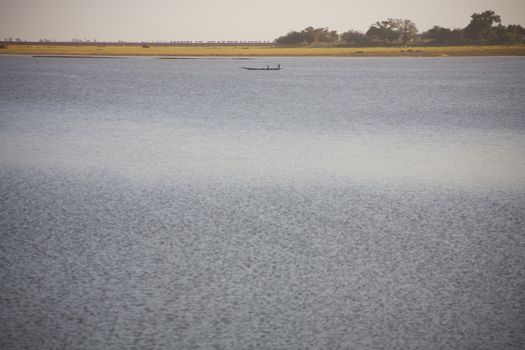 Romantic sunset atmosphere at river Niger in Mopti - Mali.