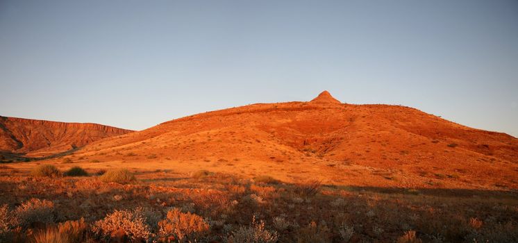 Desert landscape at sunrise, Brandberg mountain, Namibia, southern Africa