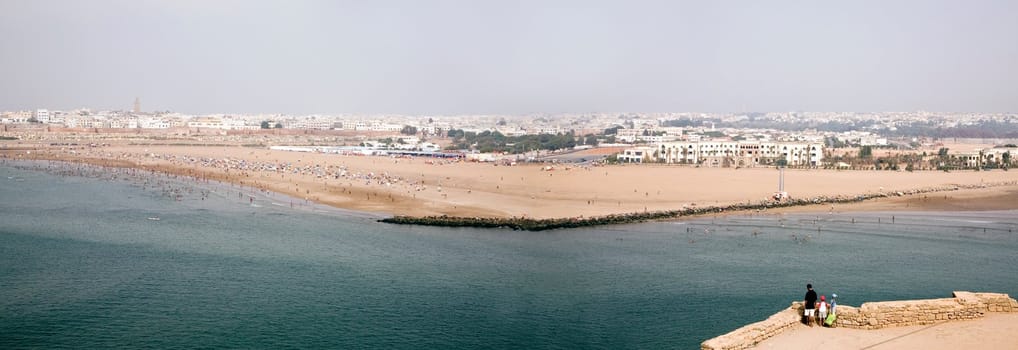Rabat Beach dirong the summer, lower level of the city