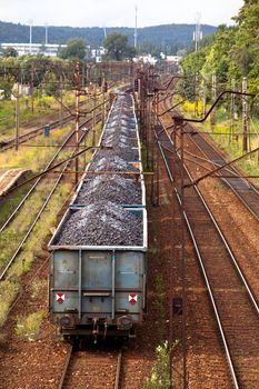 Coal train passing through the station
