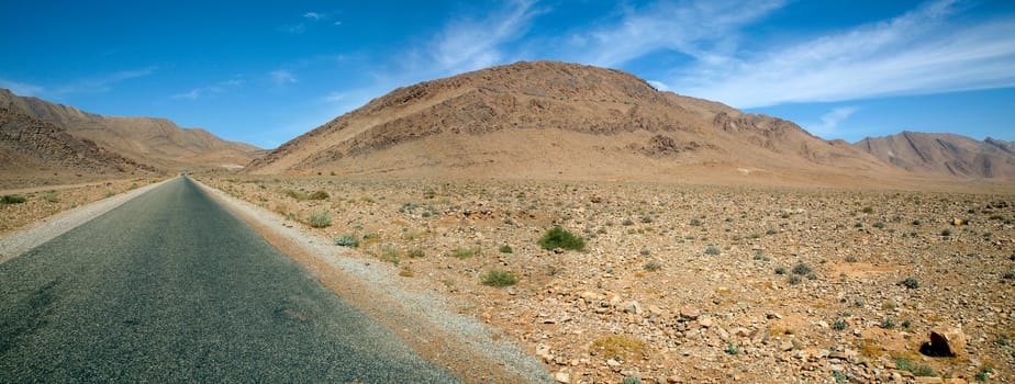 Desert Highway, Road in middle of desert in Morocco