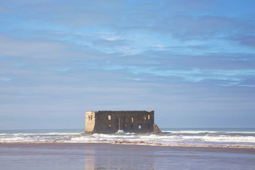 Old building on the beach of Boujdour, the city of Antoine de Saint-Exupery