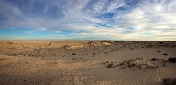 Landscape of the peninsula in Ad Dakhla, south Morocco