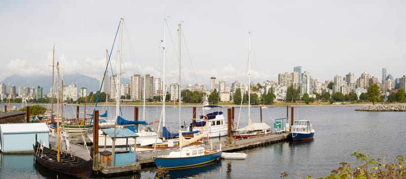 Marina by Vanier Park in Vancouver British Columbia Canada Panorama
