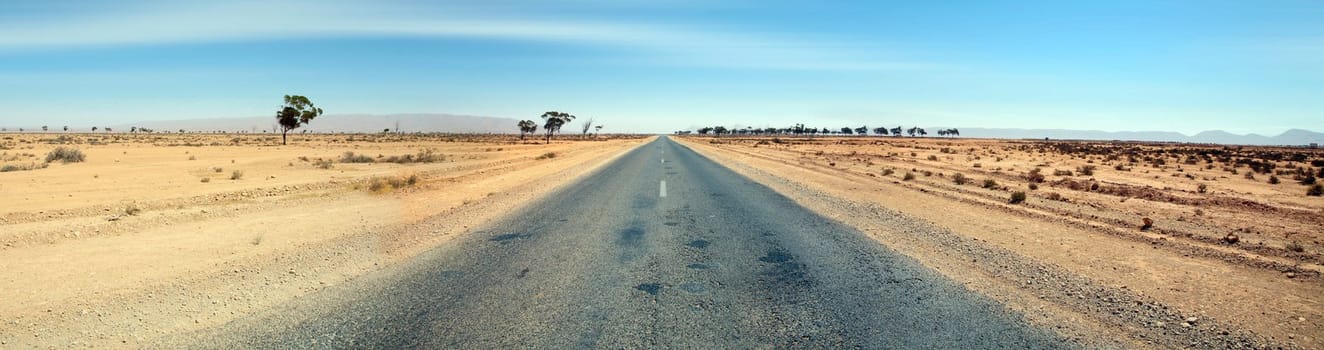 Desert Highway, Road in middle of desert in Morocco