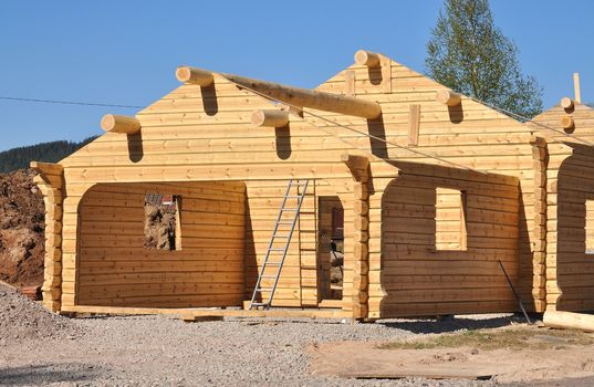 New built log house in Darlecarlia in Sweden