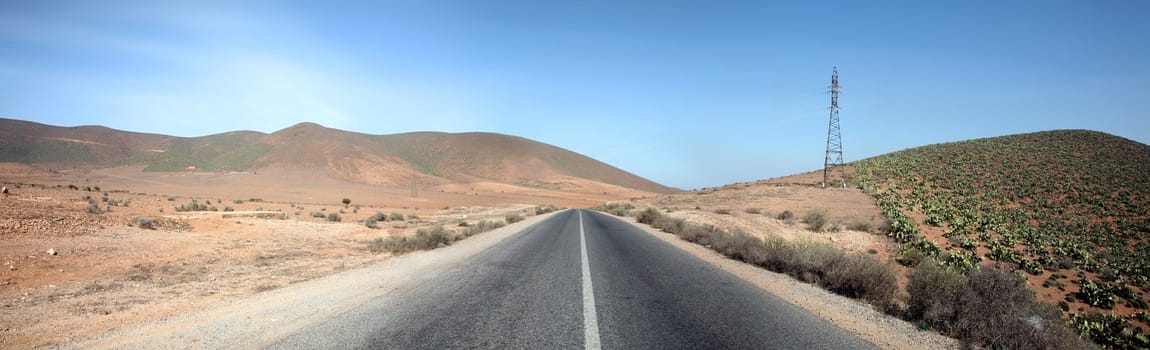 Desert Highway, Road in middle of desert in Morocco