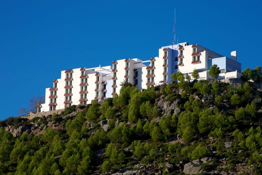 Hotel in Chefchaouen on top of the hill in the Rif mountains