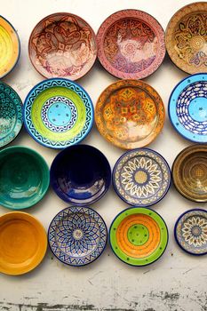 Kitchen plates found at the souk of Marrakesh in Morocco