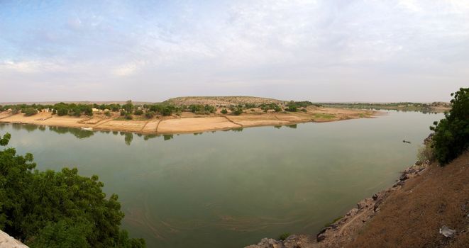 Panoramic view of the river the Senegal from Mauritania