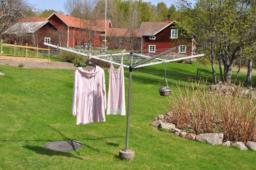 Clothes drying in the sun in rural country