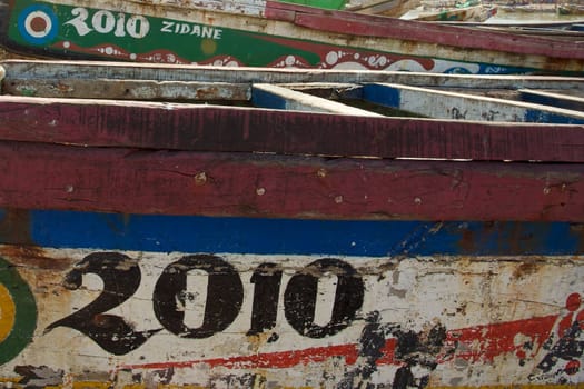Close up of a fisher boat in trhe river of Saint Louis
