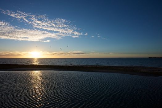 Sunrise on the coast of Southern Morocco with the Atlantic Ocean 