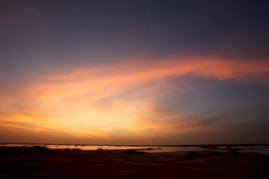 Orange and blue sunset in the south of Mauritania