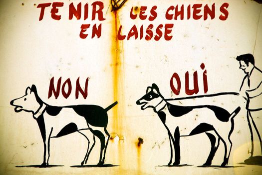 Signboard in a campsite saying no free dog is allowed