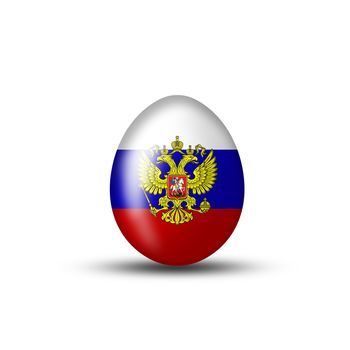 Easteregg with a russian flag on a white background