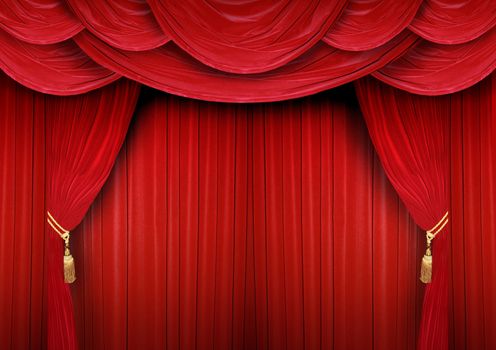 Red curtain of a classical theater 