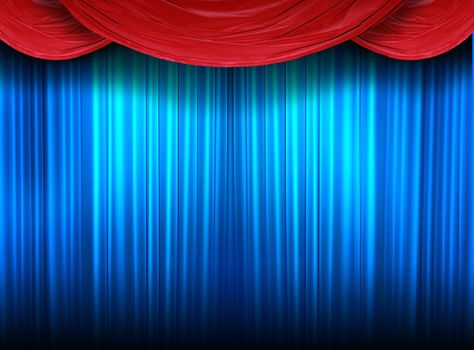 Blue curtain of a classical theater 