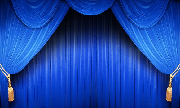 Blue curtain of a classical theater 