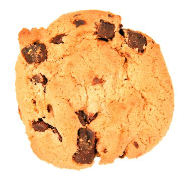 A chocolate chip cookie isolated against white.