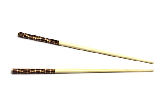 Wood chopsticks isolated on white background 
