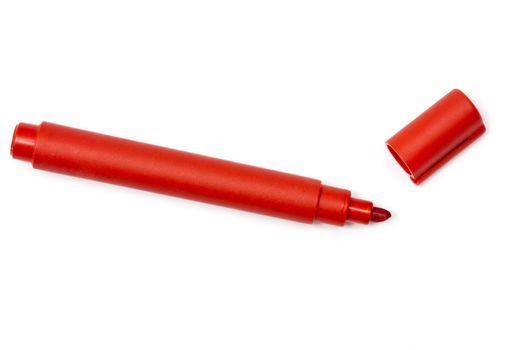 Red highlighter isolated on white background 
