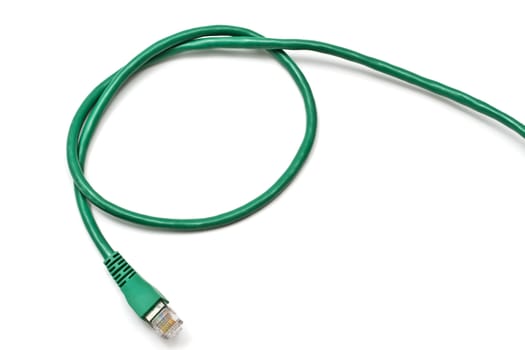 Green network plug isolated on white