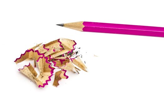 Pink pencil isolated on white background 
