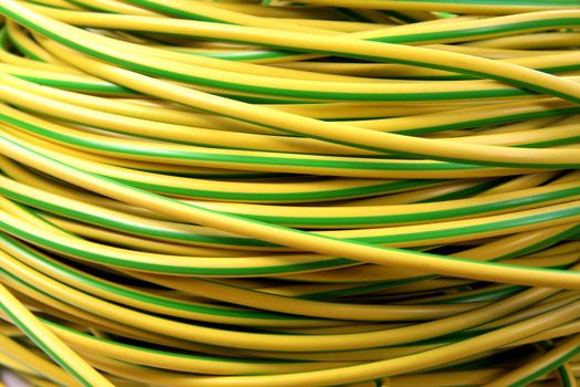 Electrical electric cable wires yellow and green earth cable