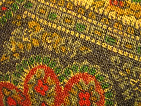 A photograph of paisley fabric detailing its pattern.
