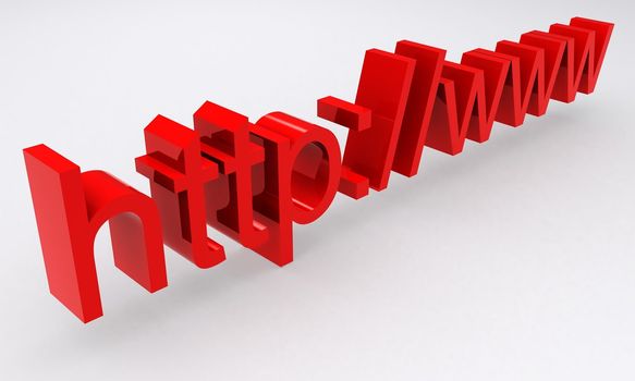 Rendered 3D HTTP WWW text in red color scheme
