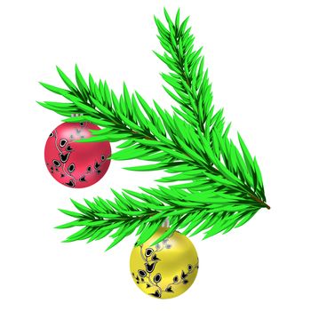 Illustration of hanging glass christmas balls