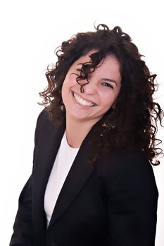 Portrait of beautiful brunette woman smiling.