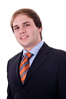 Young businessman smiling. Isolated on white background.